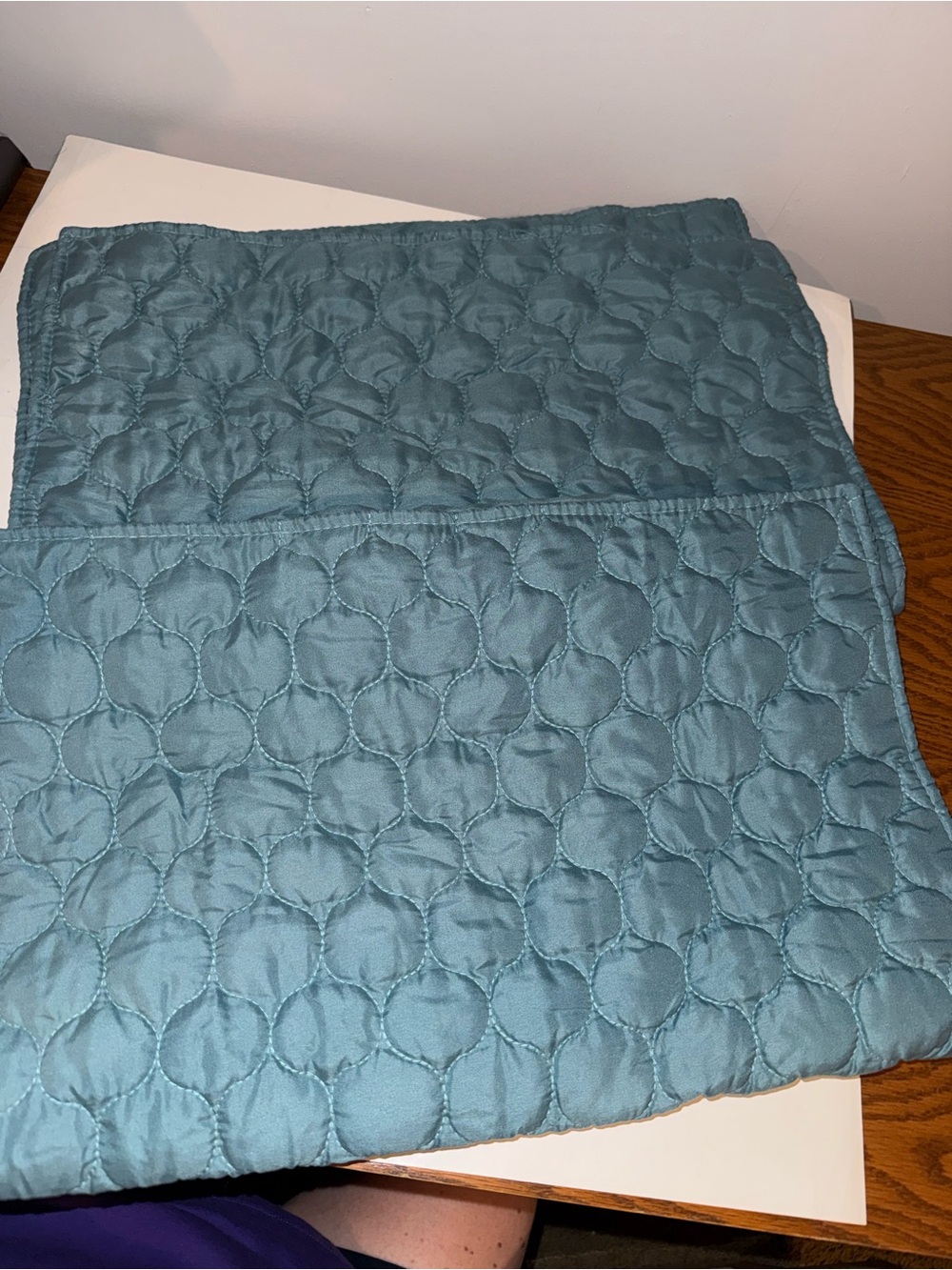 WAVES- Teal Quilted Pillow Shams set of two standard size